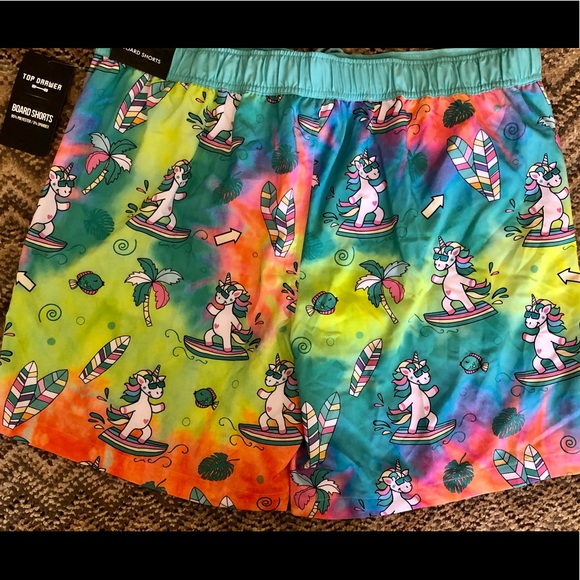 NWT Unicorn Rainbow Board Shorts Swim Trunks XL - Picture 2 of 5